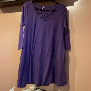 Purple Crisscross Neckline Top w/Flare Bottom & Pockets
